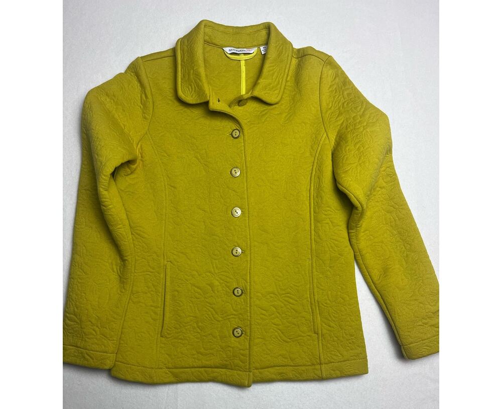 Isaac Mizrahi Live! Quilted Button Up Jacket Women's Size XS Lime Green